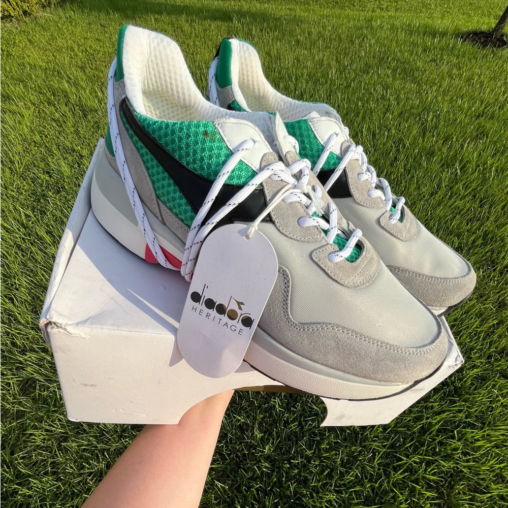 NWT Diadora Heritage N9000 TXS Mesh Mens White/Pepper Green Sneakers Size 10 🔥